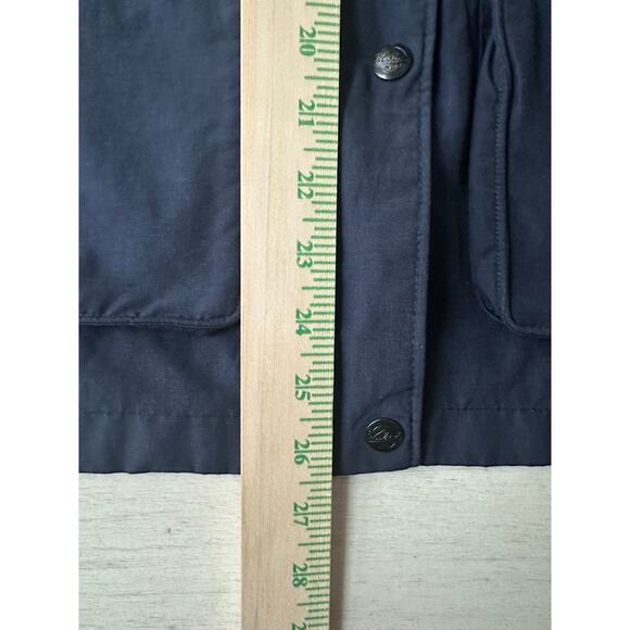 Woolrich Women's Navy Blue Lined Fall Raincoat Plaid Flannel Lining Small Petite - Picture 9 of 13